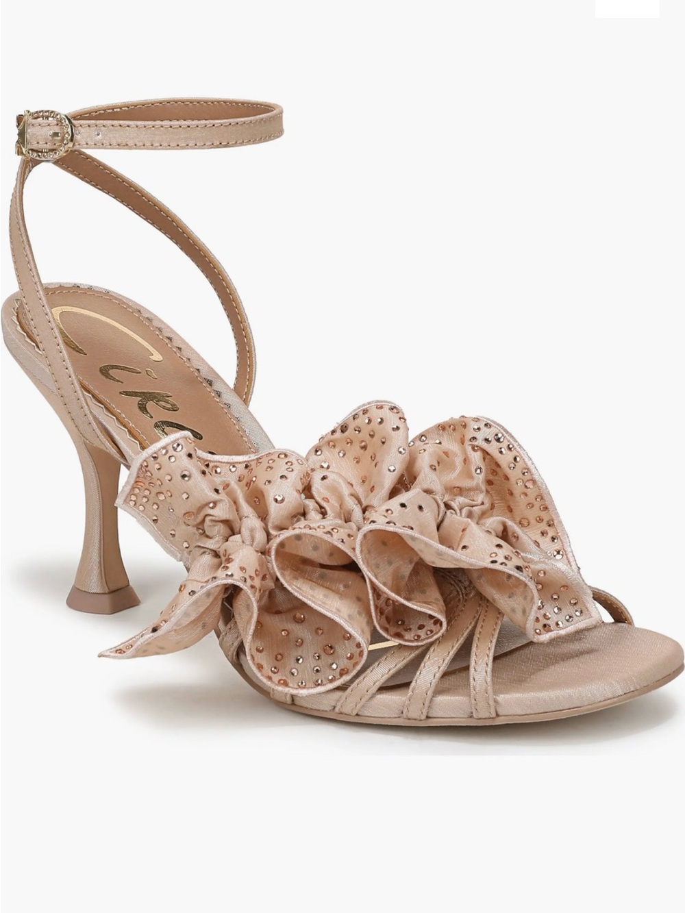Sam Edelman, Circus, Lucille - Women's Champagne Floral Ruffle Strappy Heels